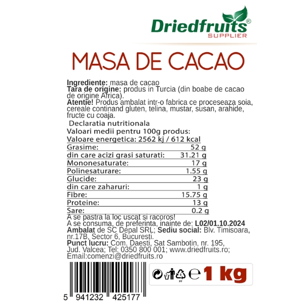 Masa cacao Driedfruits - 1 kg