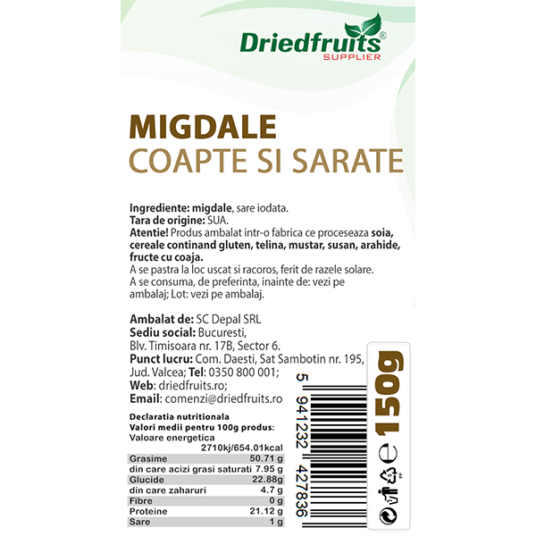 Migdale coapte si sarate Driedfruits - 150 g