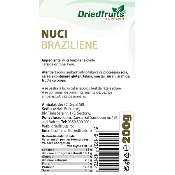 Nuci braziliene crude Driedfruits - 200 g