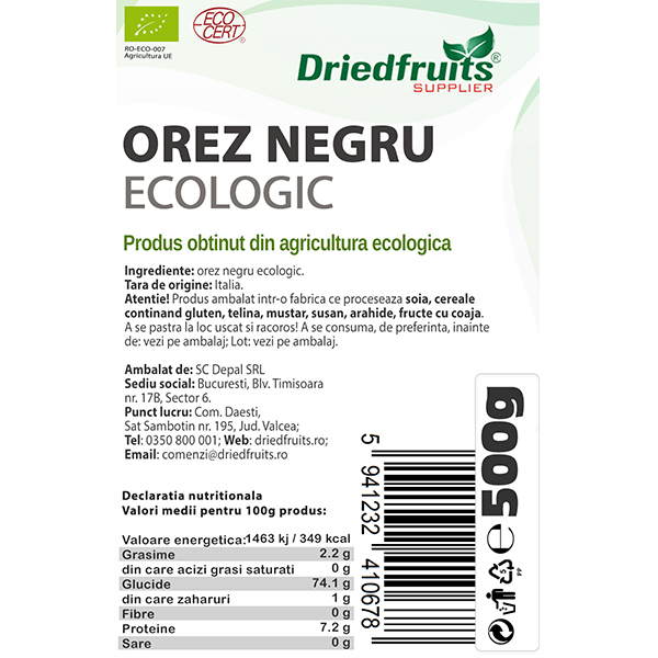 Orez negru BIO Driedfruits - 500 g