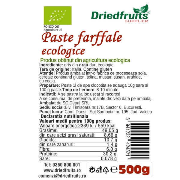 Paste farfalle BIO Driedfruits - 500 g