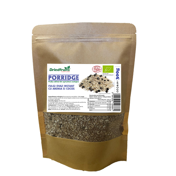 Porridge fulgi ovaz instant cu aronia si cocos BIO Driedfruits - 300 g