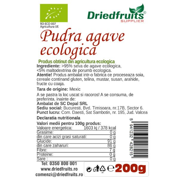 Pudra agave BIO Driedfruits - 200 g