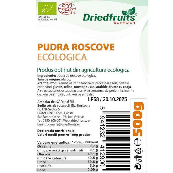 Roscove pudra BIO Driedfruits - 500 g
