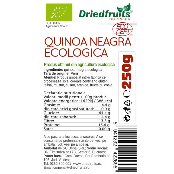 Quinoa neagra BIO Driedfruits - 250 g
