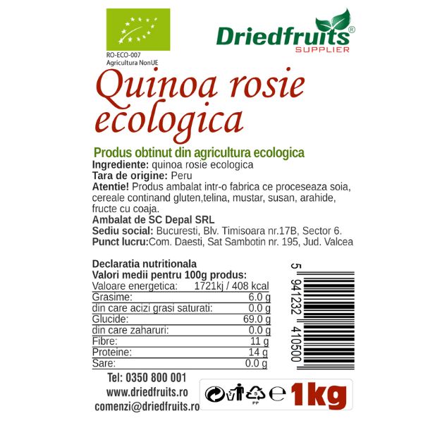 Quinoa rosie BIO VRAC (sac) 25 kg - 27.70 lei per kg