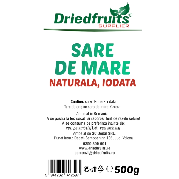 Sare de mare (extra fina) iodata Driedfruits - 500 g
