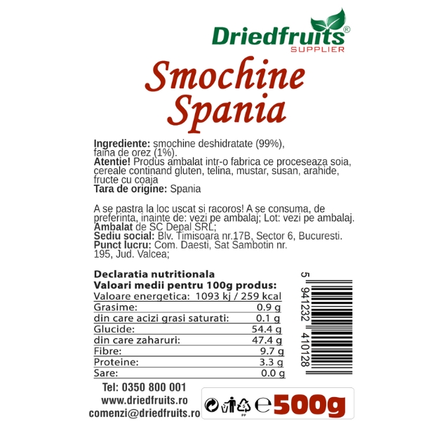 Smochine deshidratate Spania - 500 g (recolta 2024)