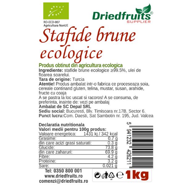 Stafide brune deshidratate BIO VRAC - 30.10 lei per kg