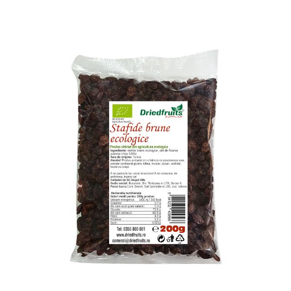 Stafide brune deshidratate BIO Driedfruits - 200 g