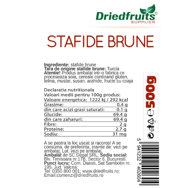Stafide brune deshidratate Driedfruits - 500 g