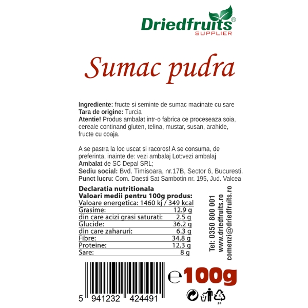 Sumac (condiment) Driedfruits - 100 g