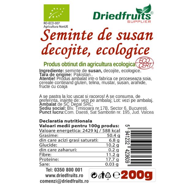 Susan decorticat BIO Driedfruits - 200 g