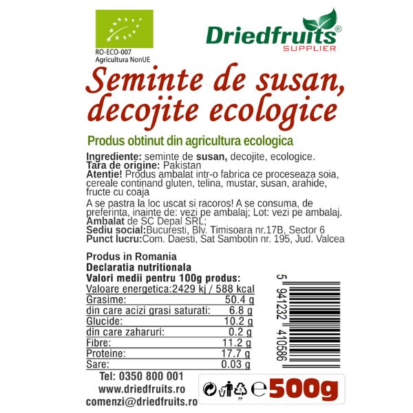 Susan decorticat BIO Driedfruits - 500 g