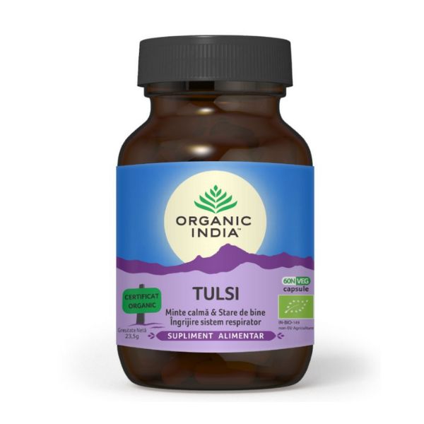 Tulsi - busuioc sfant (minte calma si ingrijire sistem respirator) (fara gluten) BIO Organic India - 60 cps