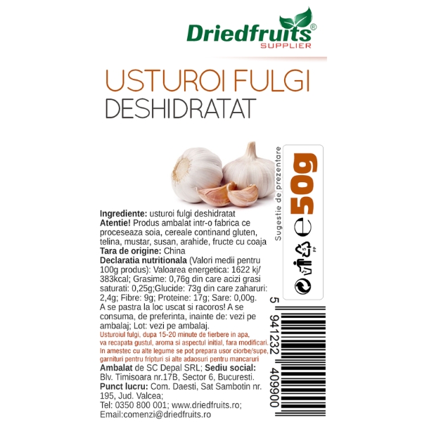 Usturoi fulgi deshidratat Driedfruits - 50 g