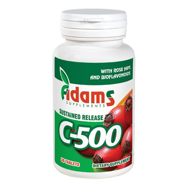 Vitamina C-500 cu macese Adams Supplements – 30 capsule