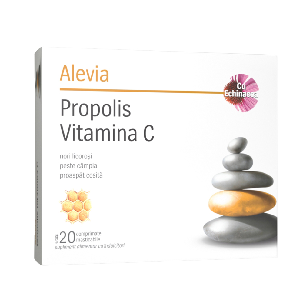 Propolis vitamina C cu echinacea (2 blistere x 10 comprimate) Alevia - 20 comprimate masticabile