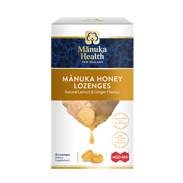 Bomboane Manuka MGO (400+) cu ghimbir si lamaie Manuka Health – 65 g Apiland Produse apicole