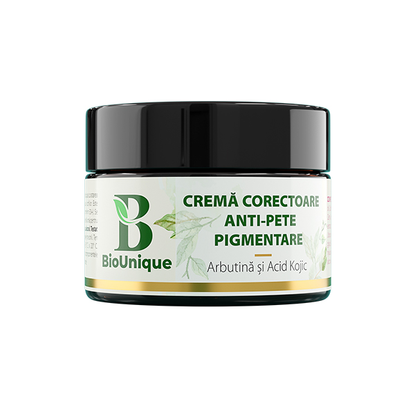 Crema corectoare anti-pete pigmentare cu arbutina si acid kojic BioUnique - 50 ml