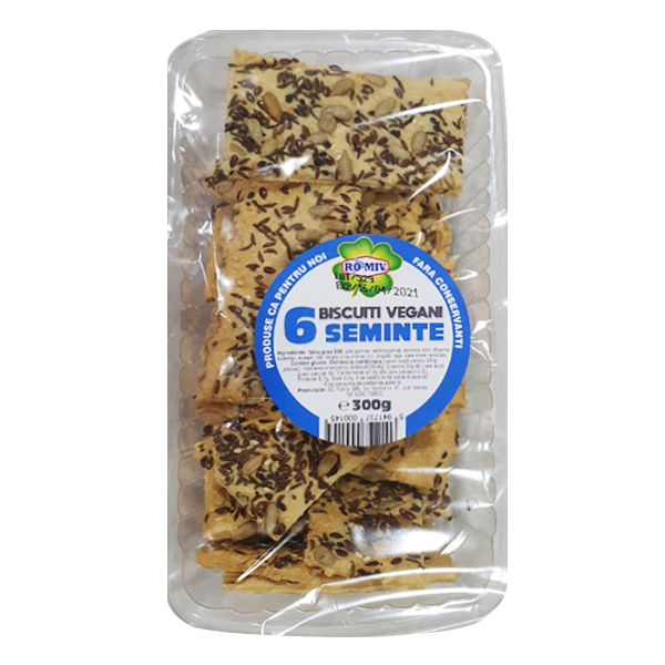 Biscuiti vegani cu sase seminte Romiv - 300 g imagine produs 2021 Romiv