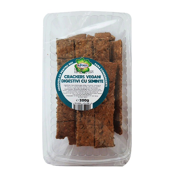 Crackers vegani digestivi cu seminte si ulei palmier Romiv - 300 g imagine produs 2021 Romiv