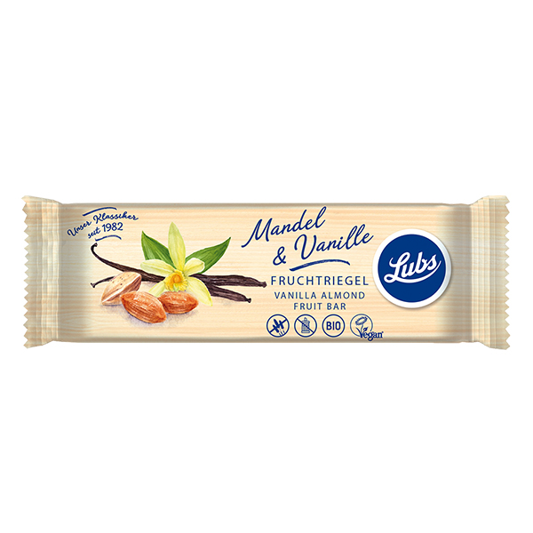 Baton fructe cu migdale si vanilie (fara gluten) BIO Lubs – 40 g driedfruits.ro/ Biscuiti vegani & Budinci & Snacks
