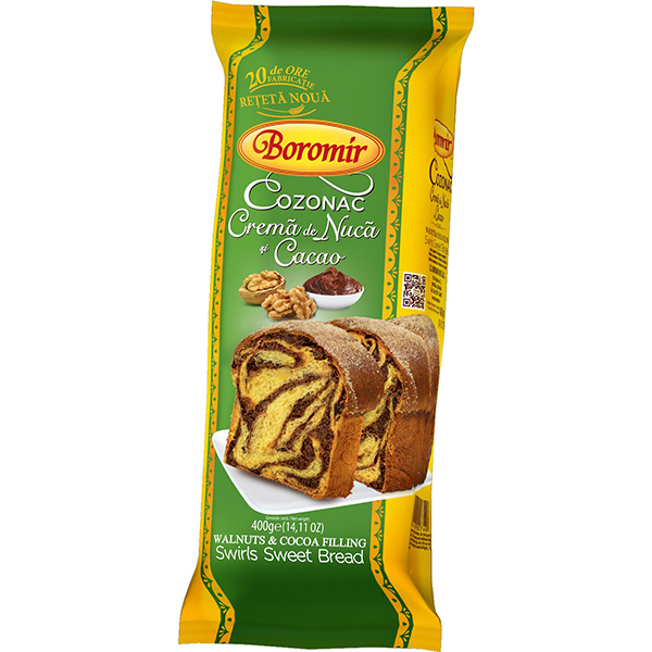 Cozonac crema nuca si cacao Boromir - 400 g