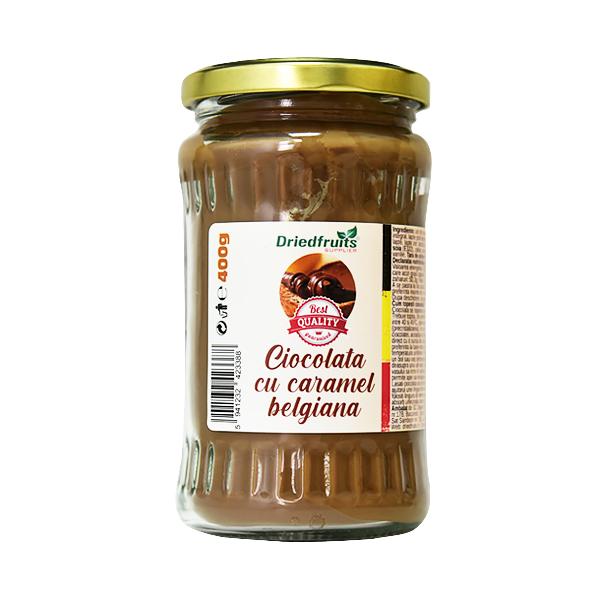 Ciocolata caramel belgiana (borcan) Driedfruits – 400 g Dried Fruits Produse Naturale pentru Patiserii, Cofetarii & Brutarii
