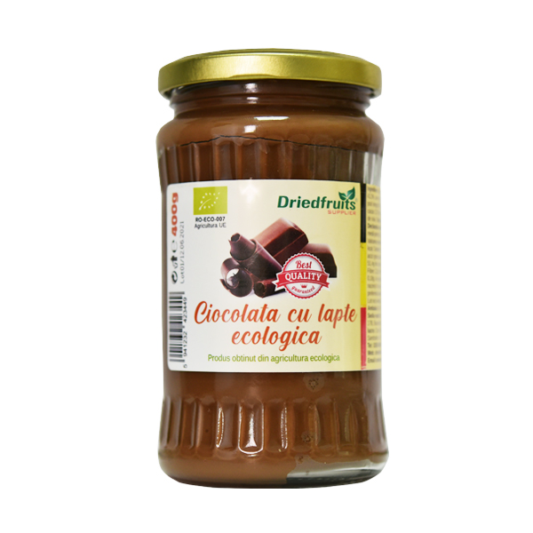 Ciocolata lapte (borcan) Driedfruits BIO – 400 g driedfruits.ro/ Produse Naturale pentru Patiserii, Cofetarii & Brutarii