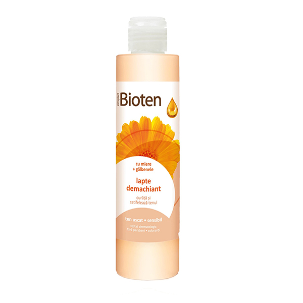 Lapte demachiant cu miere si galbenele (ten uscat/sensibil) Bioten Elmiplant - 200 ml