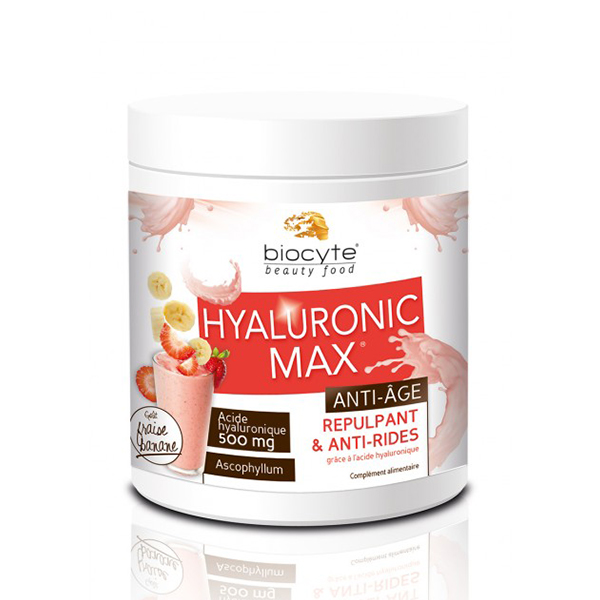 Hialuronic max cu gust de capsuni si banane (20 doze x 14 g) Biocyte – 280 g Biocyte Pudre Nutritive
