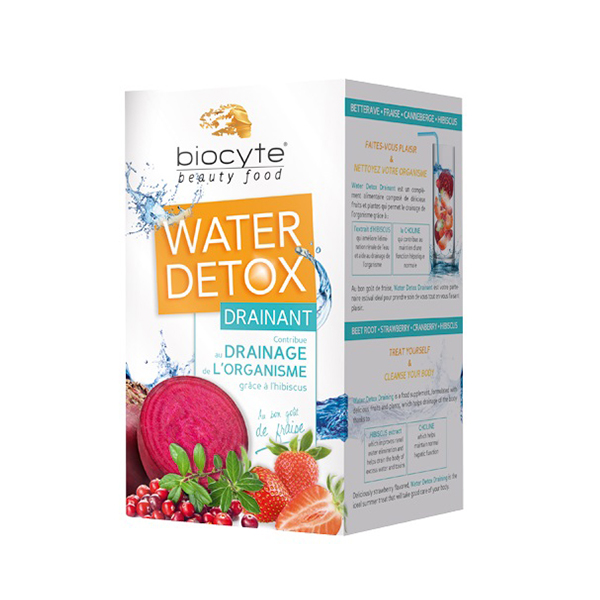 Water Detox cu efect drenant (aroma de capsuni) Biocyte – 112 g Biocyte Pudre Nutritive
