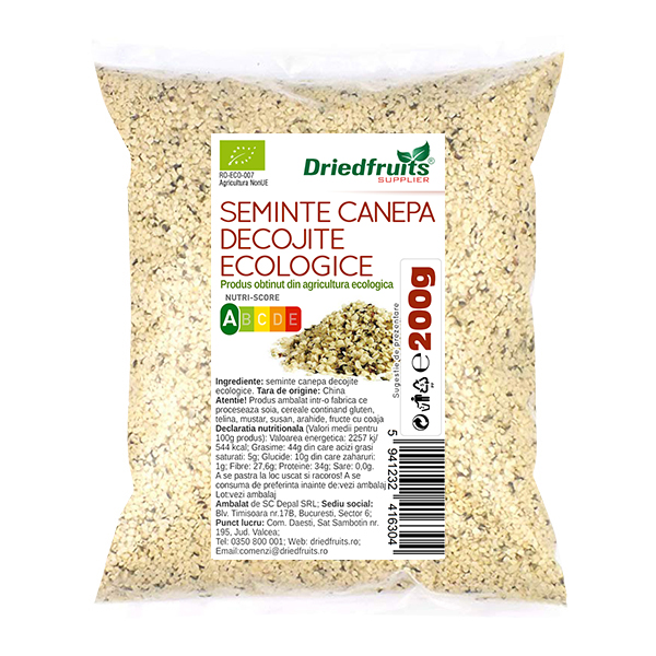 Seminte decojite canepa BIO Driedfruits – 200 g Dried Fruits Cereale & Leguminoase & Seminte