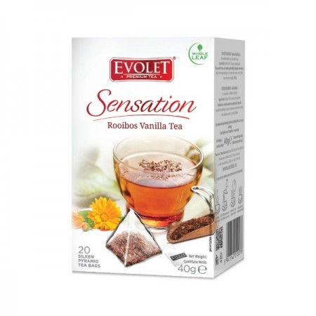 Ceai Rooibos Vanilla (20 plicuri piramida) Evolet Sensation Vedda – 40 g driedfruits.ro/ Ceaiuri & Creme medicinale