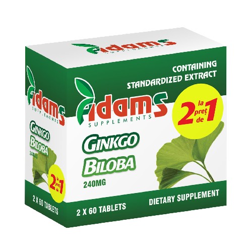 Ginkgo Biloba Adams Supplements (Pachet 1+1 gratis) - 2 x 60 capsule