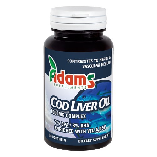 Cod Liver Oil (ulei din ficat de cod) 1000mg Adams Supplements – 30 capsule